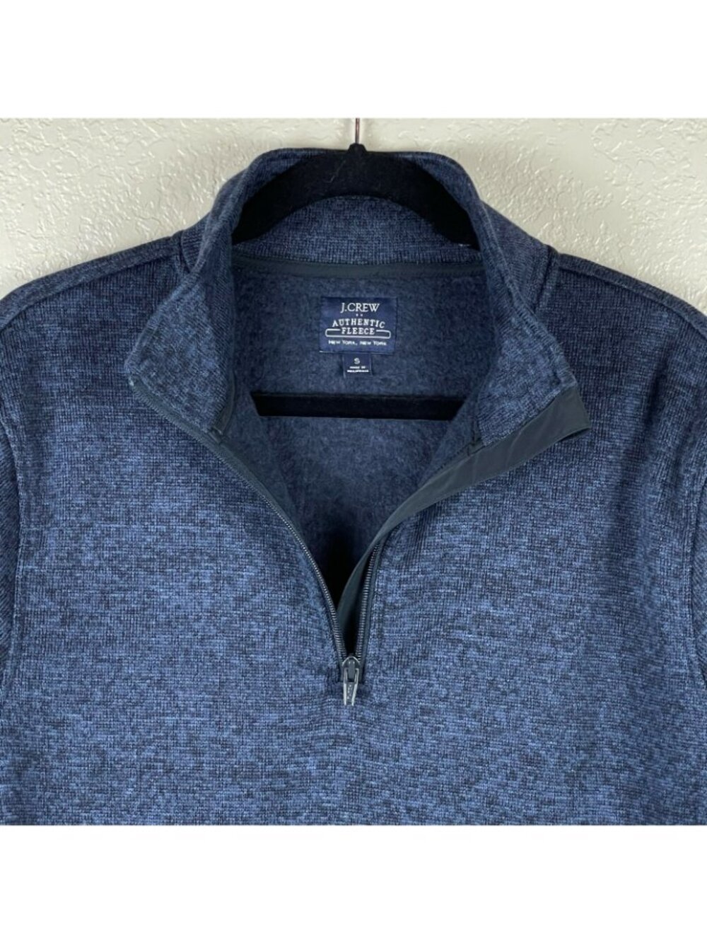 J.CREW Sweater Mens Size S Authentic Fleece 1/4 Zip Mock Neck Pullover Blue - Picture 4 of 6